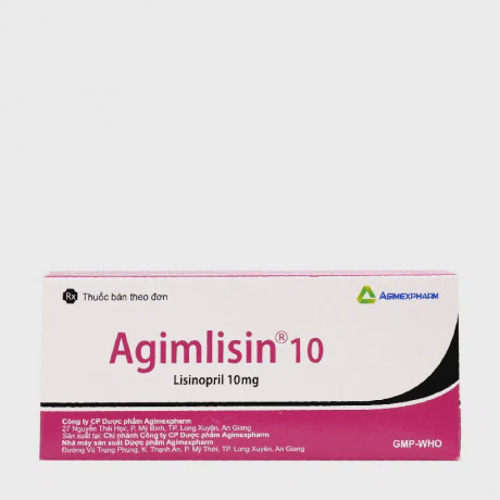 Viên nén Agimlisin 10mg điều trị tăng huyết áp, suy tim (3 vỉ x 10 viên)