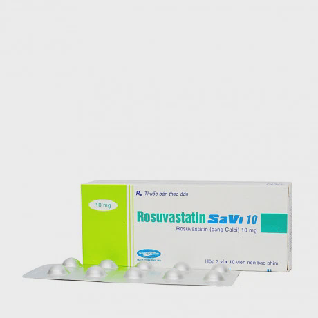 Viên nén bao phim Savi Rosuvastatin 10 điều trị rối loạn mỡ máu (3 vỉ x 10 viên)