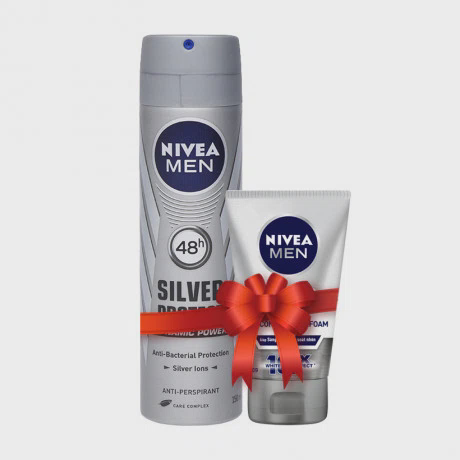 Xịt khử mùi phân tử bạc Nivea Men Silver Protect (150ml) + Tặng sữa rửa mặt bùn khoáng sáng da Nivea Men (50g)