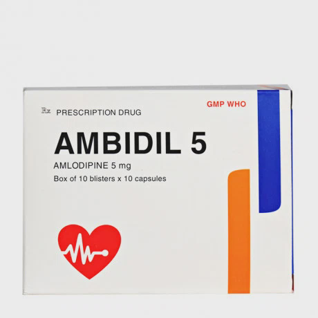 Viên nang Ambidil 5mg trị tăng huyết áp, điều trị dự phòng đau thắt ngực ổn định (10 vỉ x 10 viên)