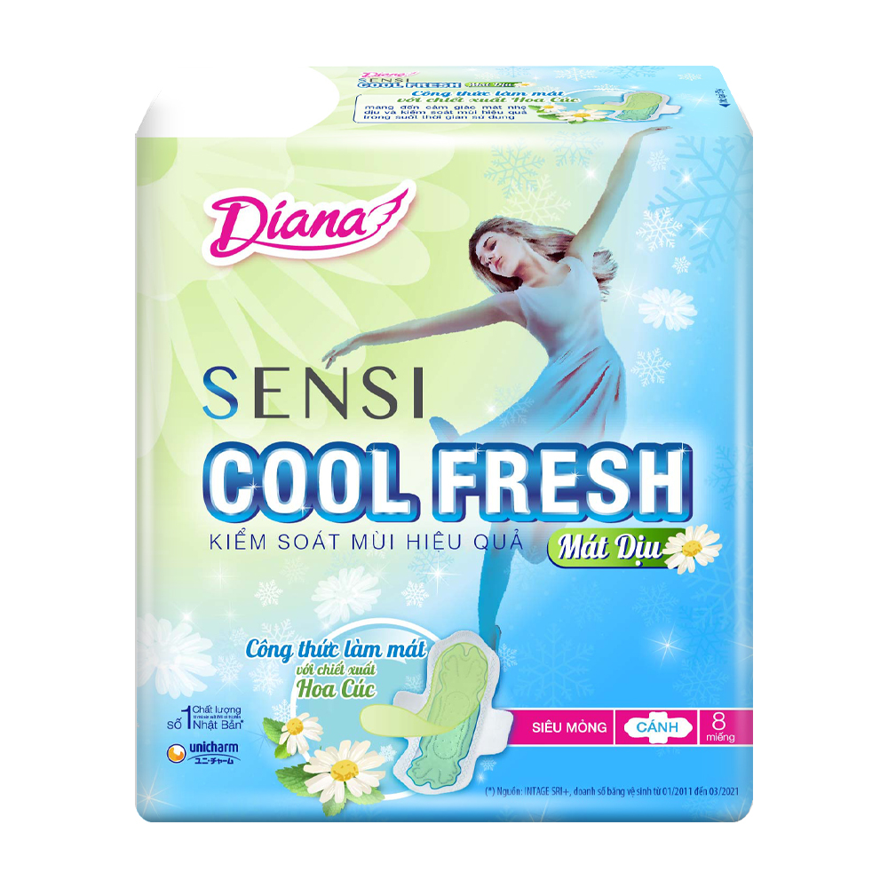 Diana BVS SenSi Cool Fresh Mat Diu Sieu Mong Canh 8M